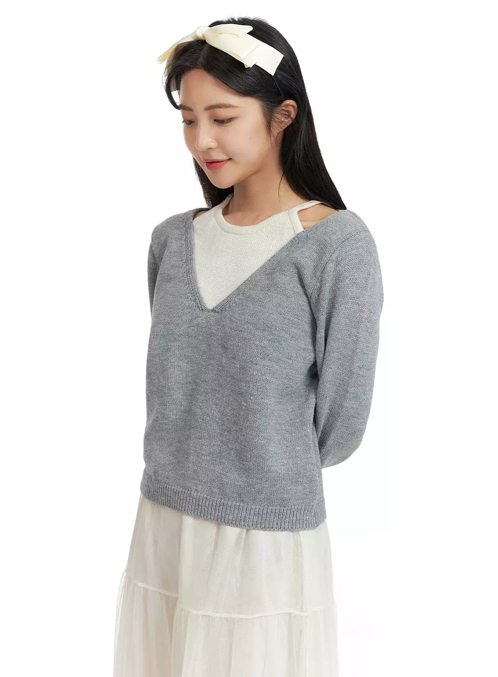 Layered V-Neck Knit Sweater OF419 - Buy Now