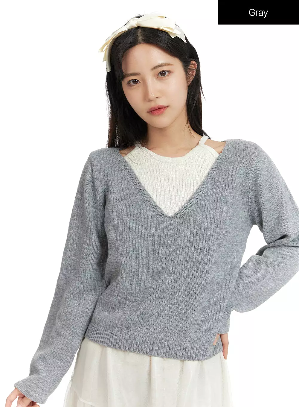 Layered V-Neck Knit Sweater OF419 - Buy Now