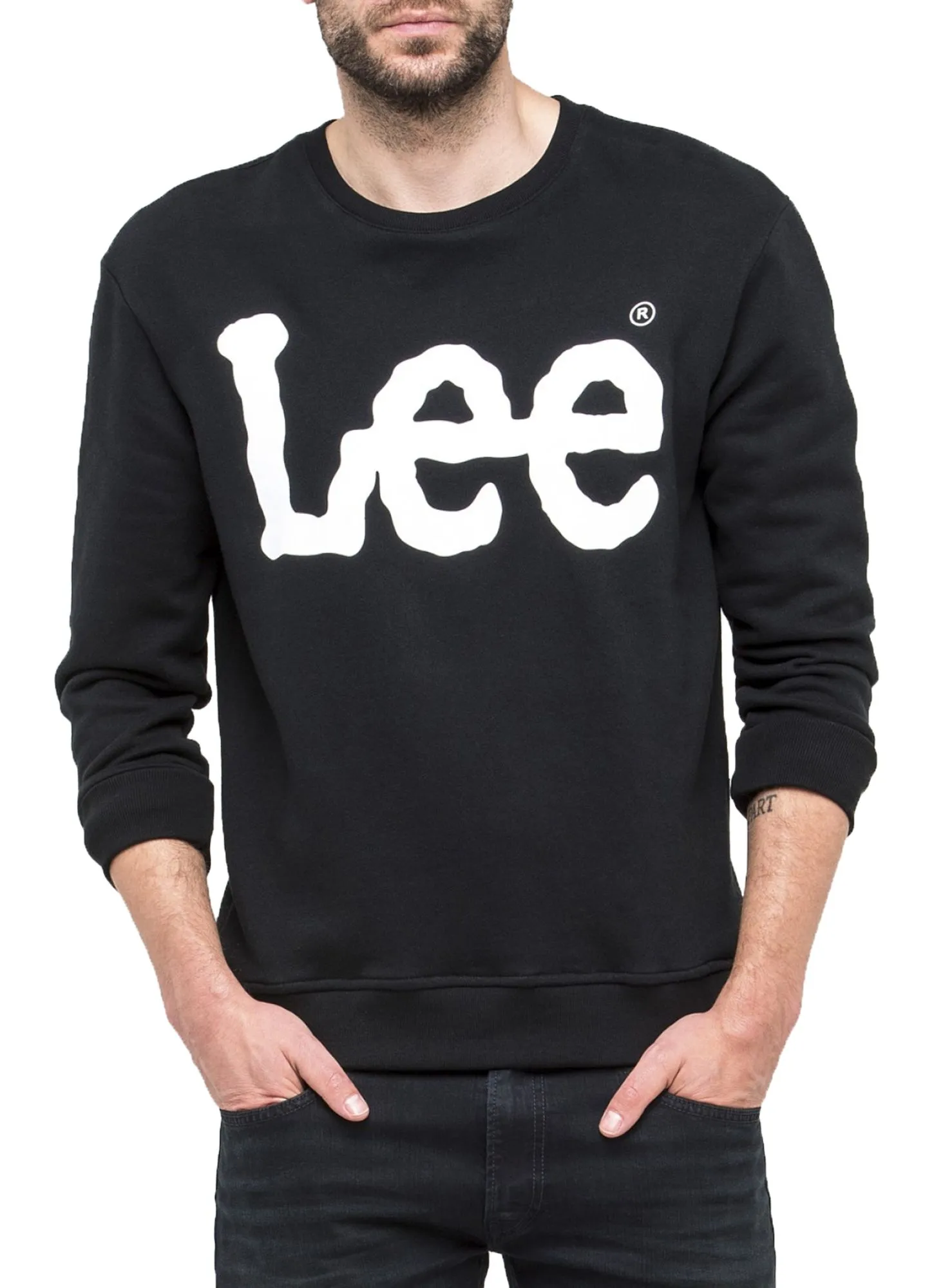 Lee Crew Neck Logo Sweatshirt Black Crew Neck Logo Sweatshirt Lee Sweater