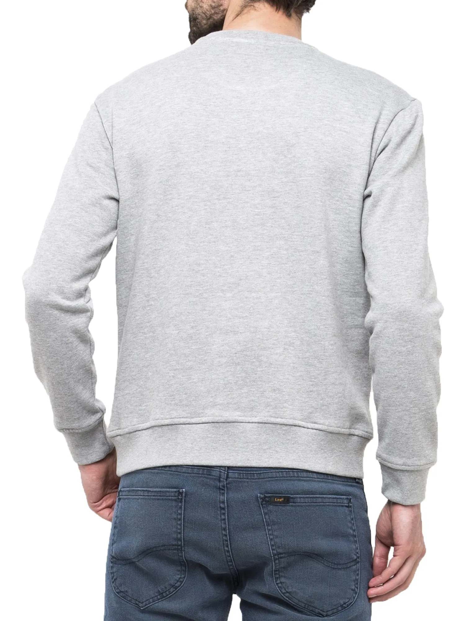 Lee Crew Neck Logo Grey Melange Sweatshirt