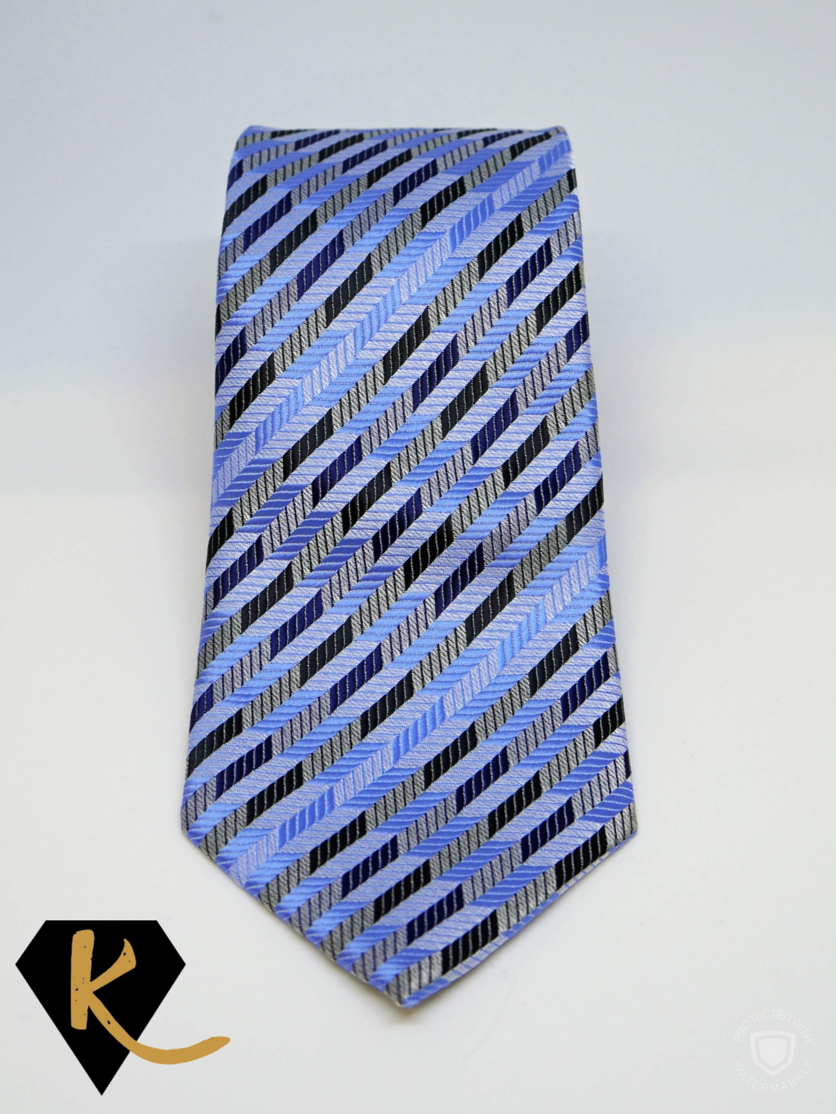 Light Blue and Navy Striped Necktie for Men