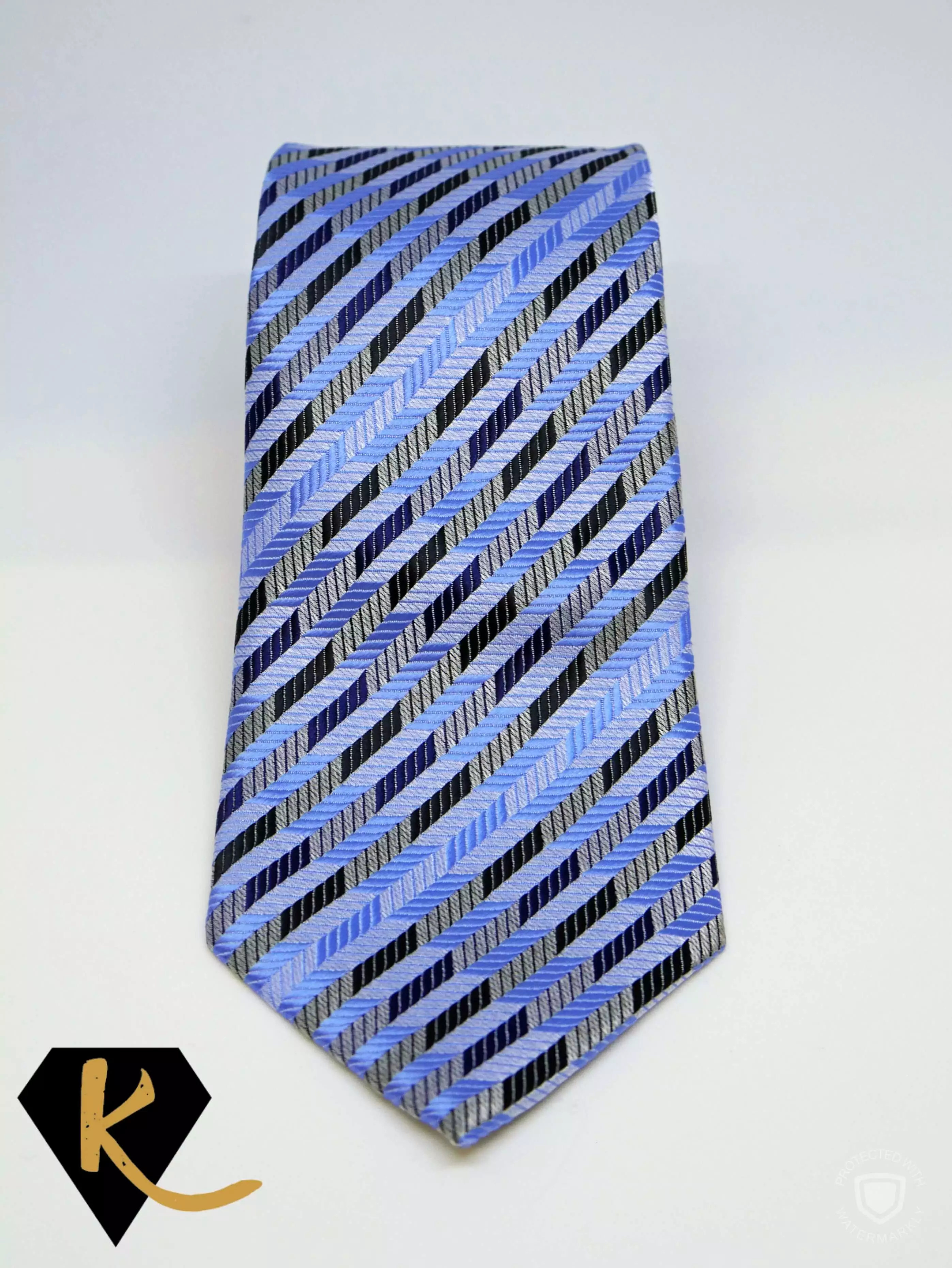 Light Blue Navy and Blue Striped Men's Necktie