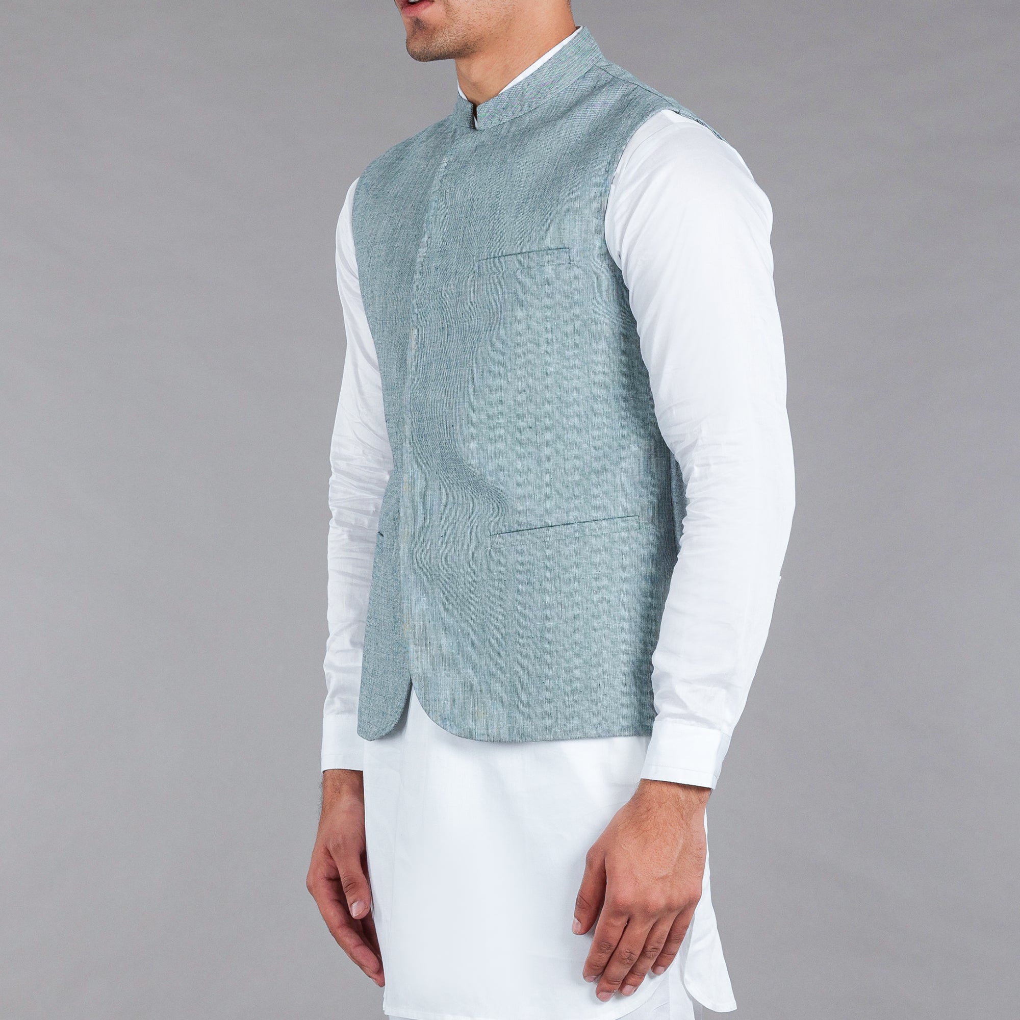 Light Green Cotton Waistcoat - Buy Now