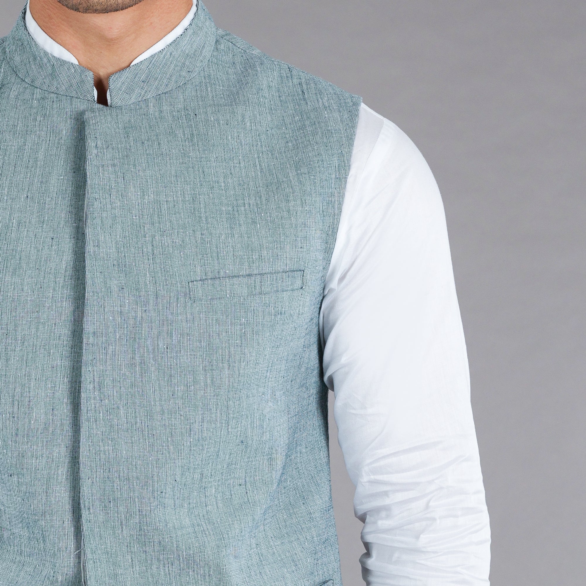 Light Green Cotton Waistcoat - Buy Now