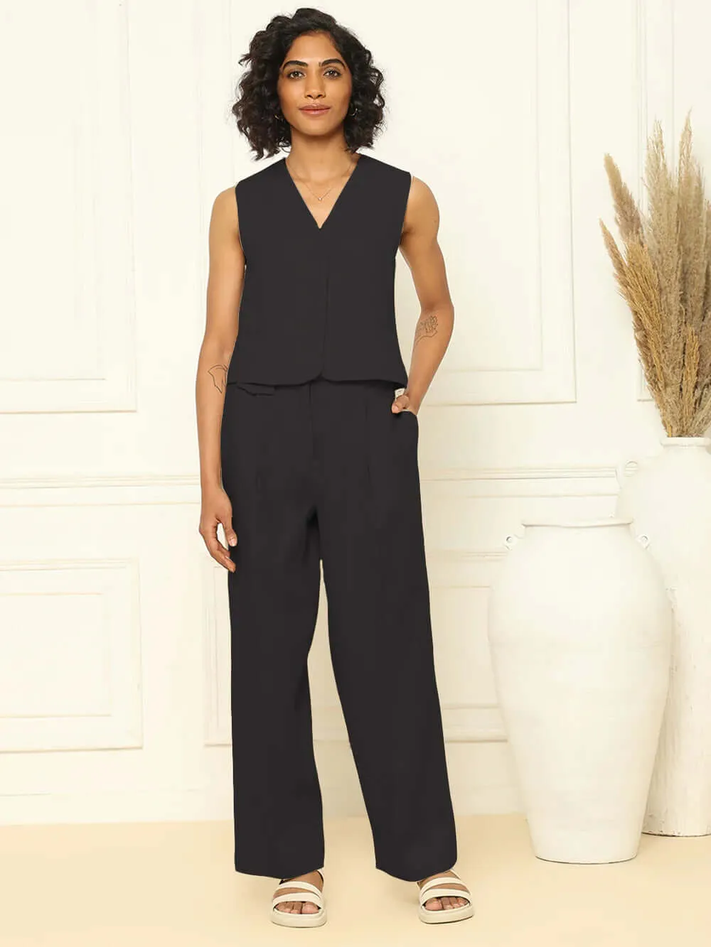 Black Linen Vest - Shop Now