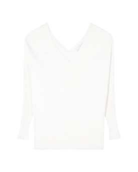 Lison Double V-Neck Sweater Ecru