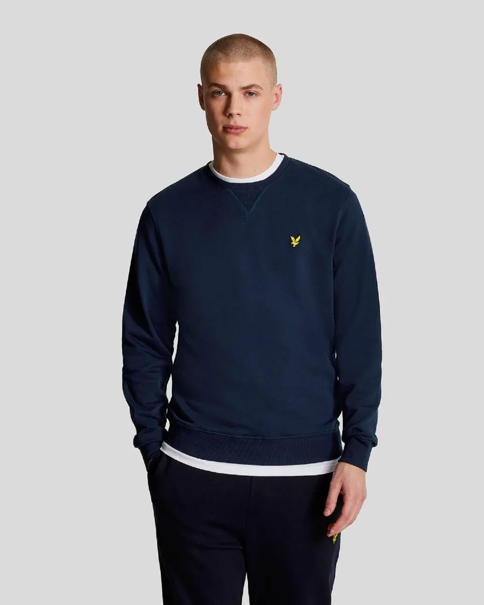 Fashionable Lyle and Scott Crew Neck Casual Sweatshirt Jumper in Navy