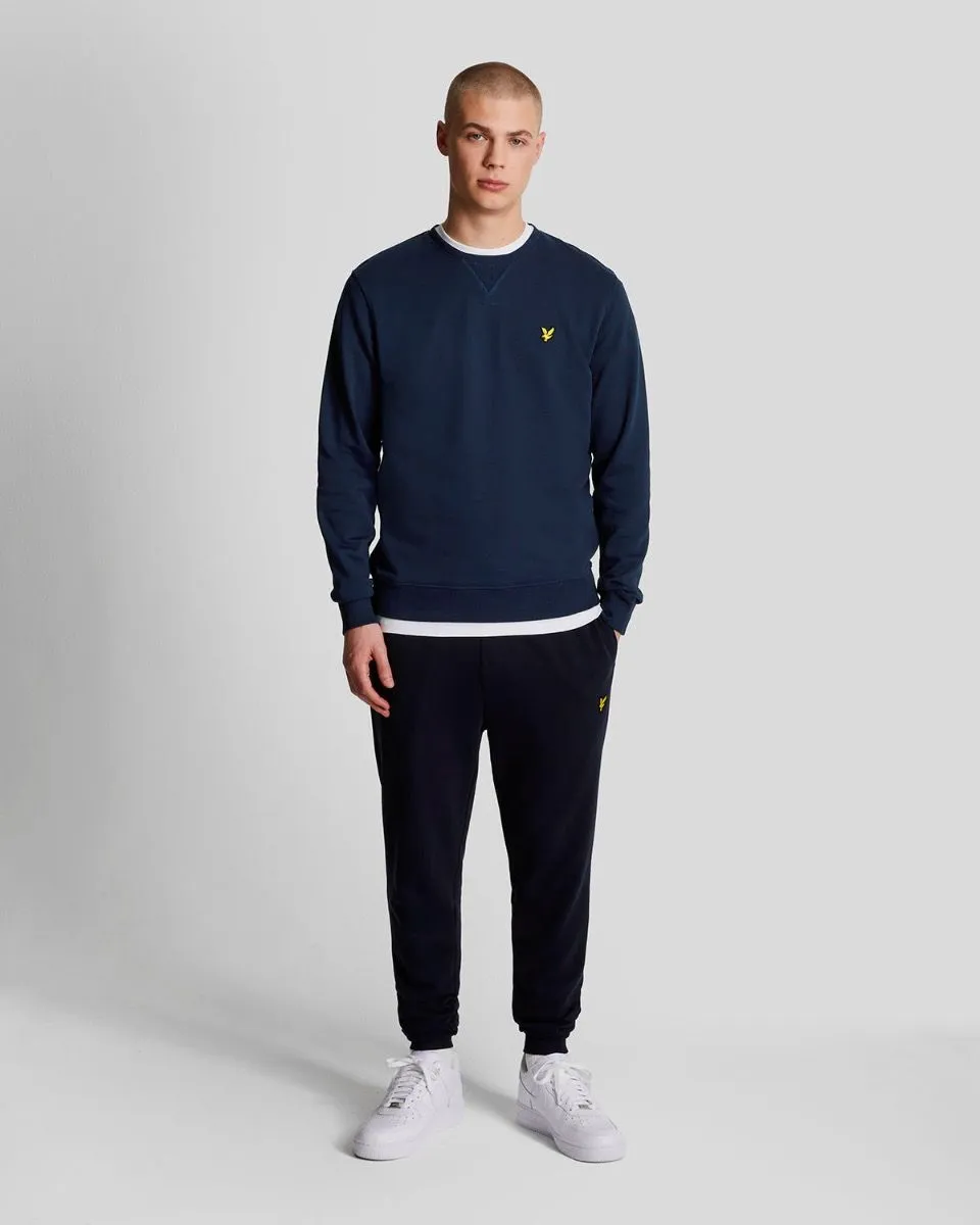 Fashionable Lyle and Scott Crew Neck Casual Sweatshirt Jumper in Navy