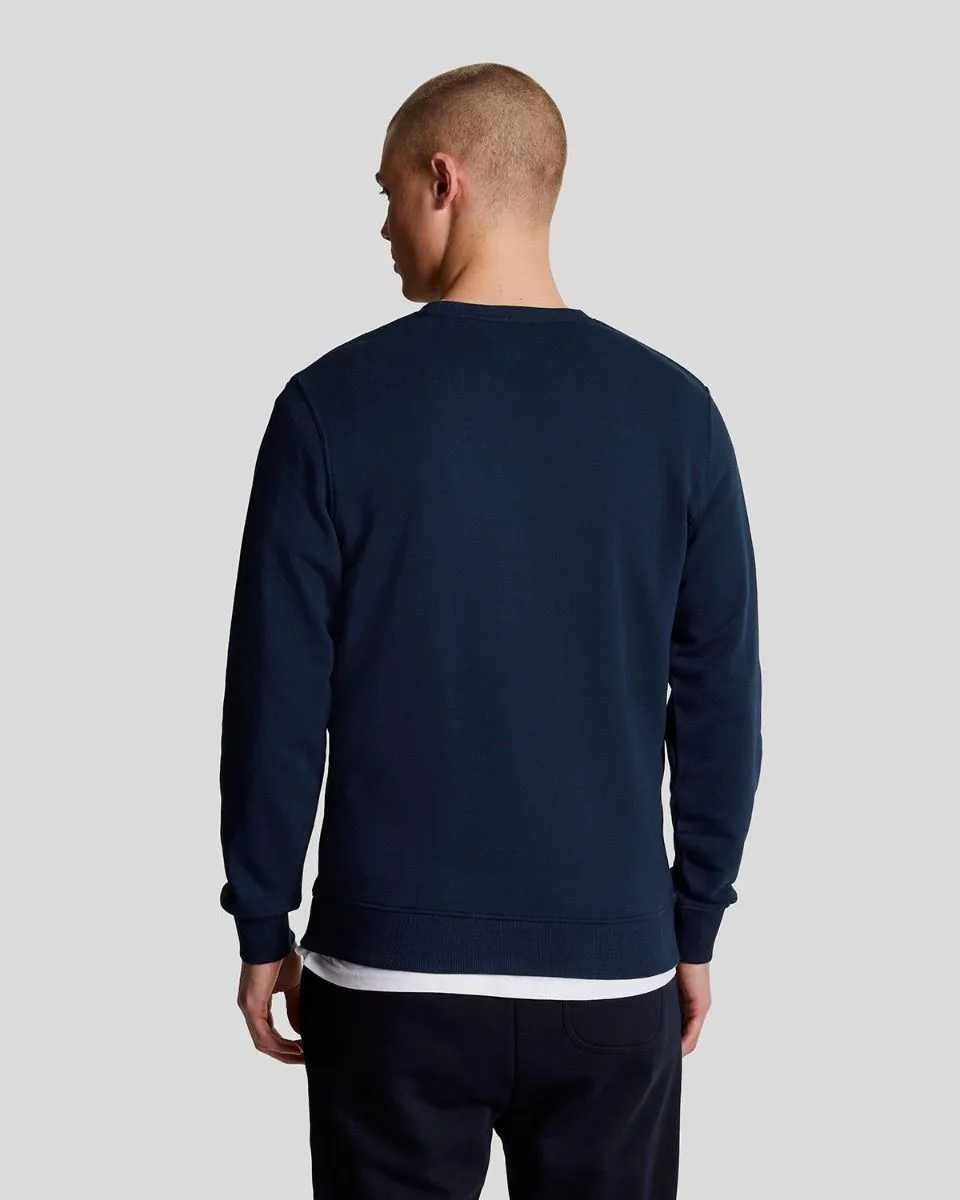 Fashionable Lyle and Scott Crew Neck Casual Sweatshirt Jumper in Navy