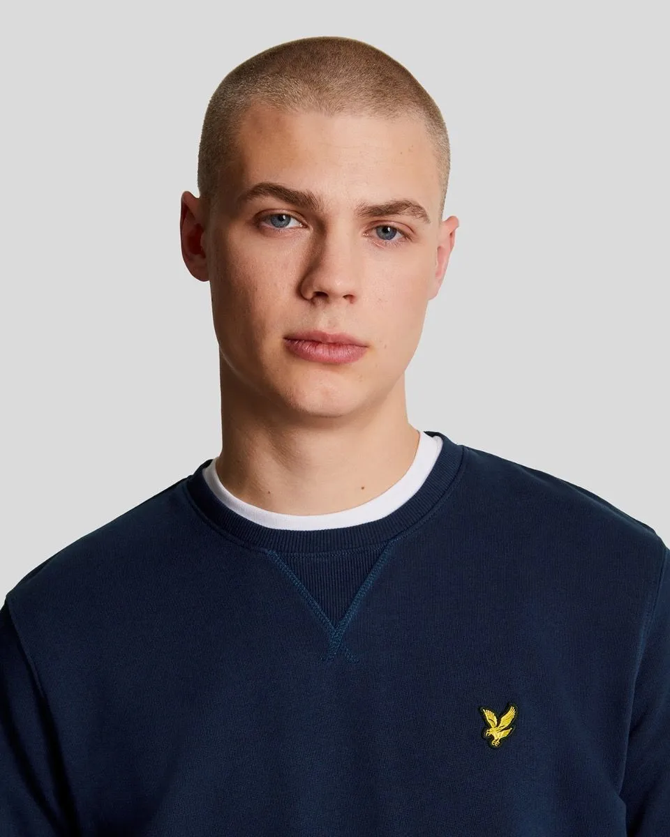 Fashionable Lyle and Scott Crew Neck Casual Sweatshirt Jumper in Navy