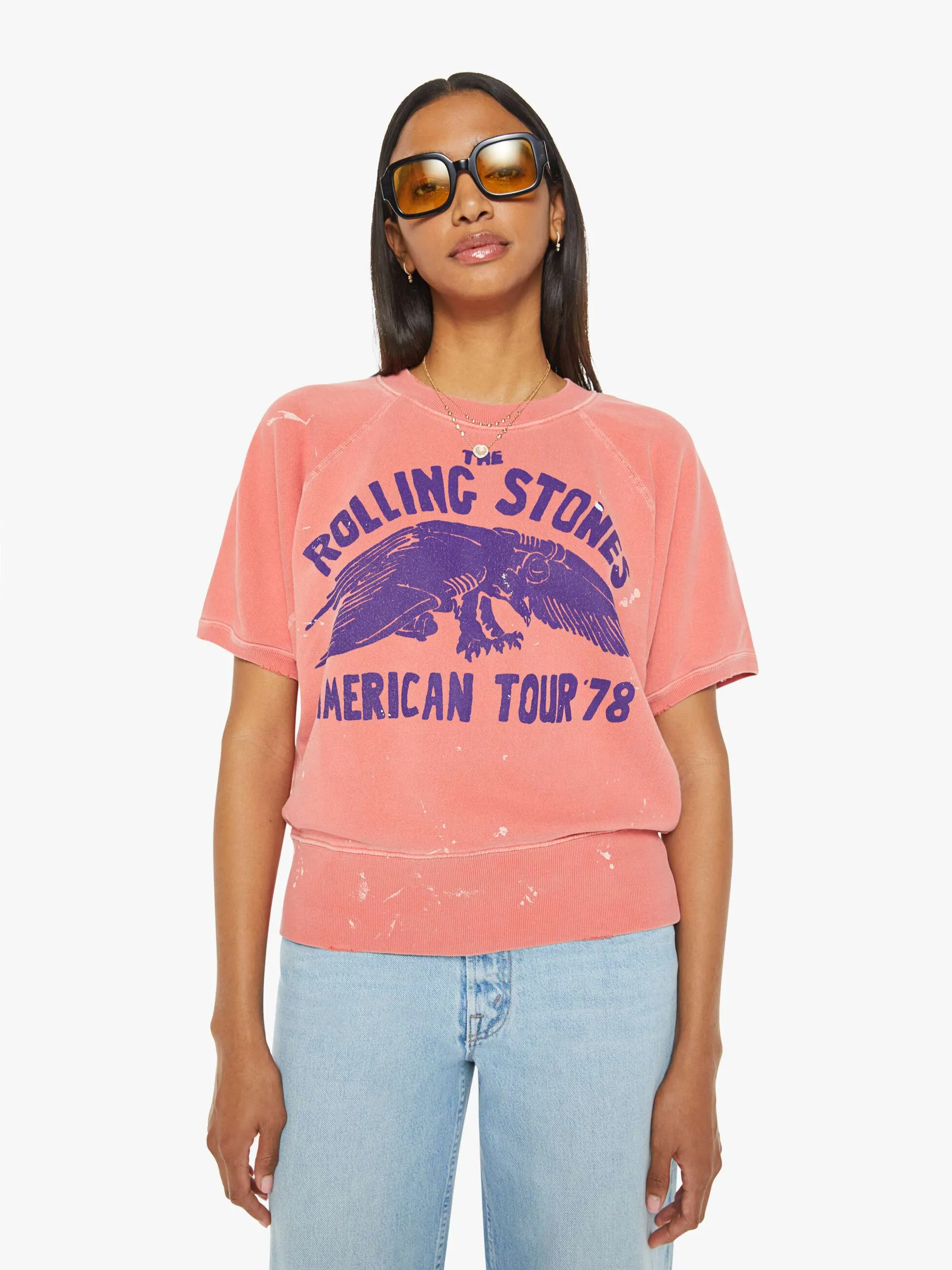 MadeWorn Rolling Stones Cherry Short Sleeve Sweatshirt