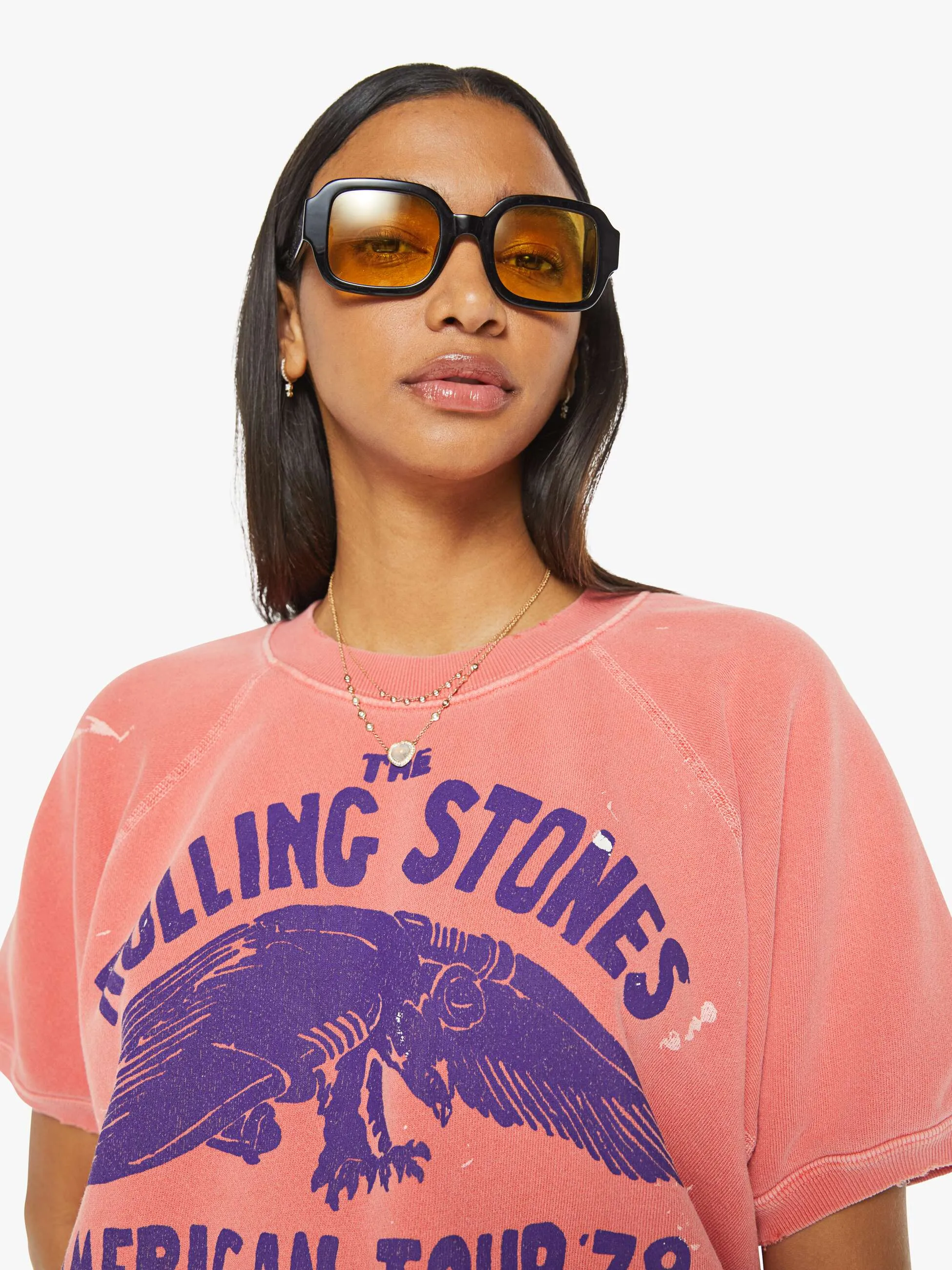 MadeWorn Rolling Stones Cherry Short Sleeve Sweatshirt