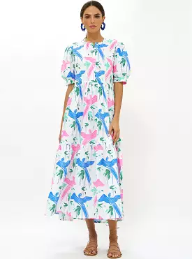 Maxi dress with button cuff sleeves.