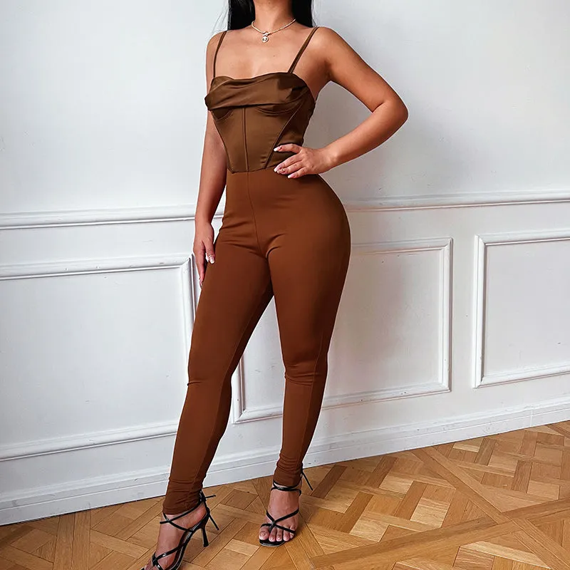 Solid color U-neck jumpsuits by MBluxy.