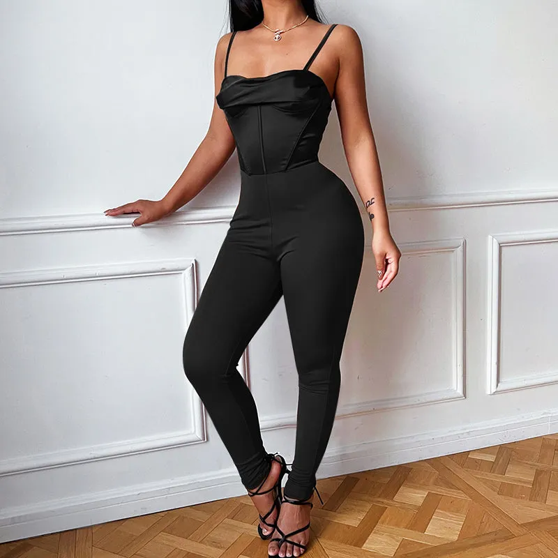 Solid color U-neck jumpsuits by MBluxy.