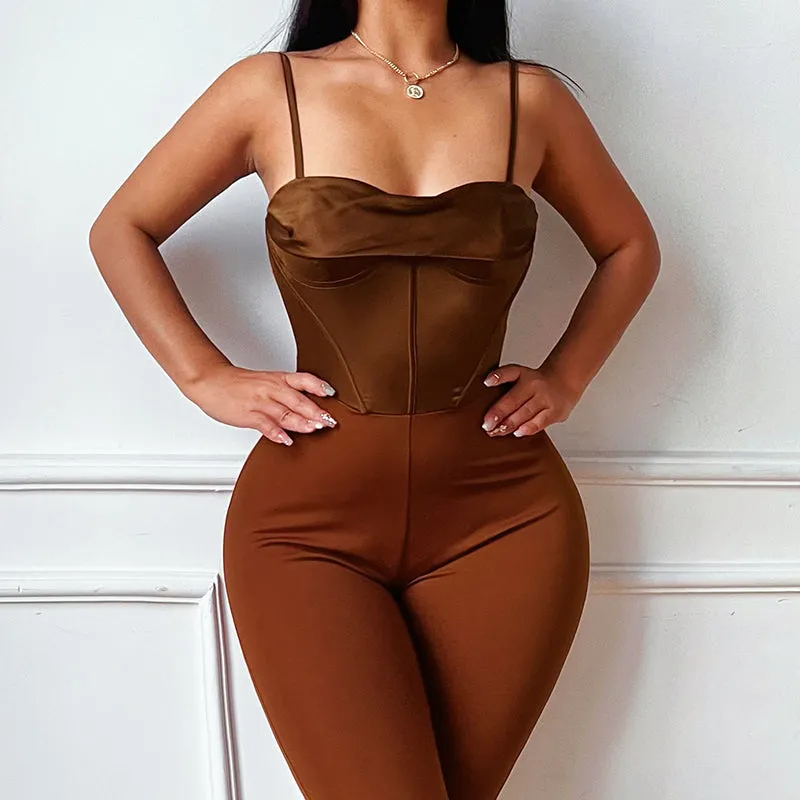 Solid color U-neck jumpsuits by MBluxy.