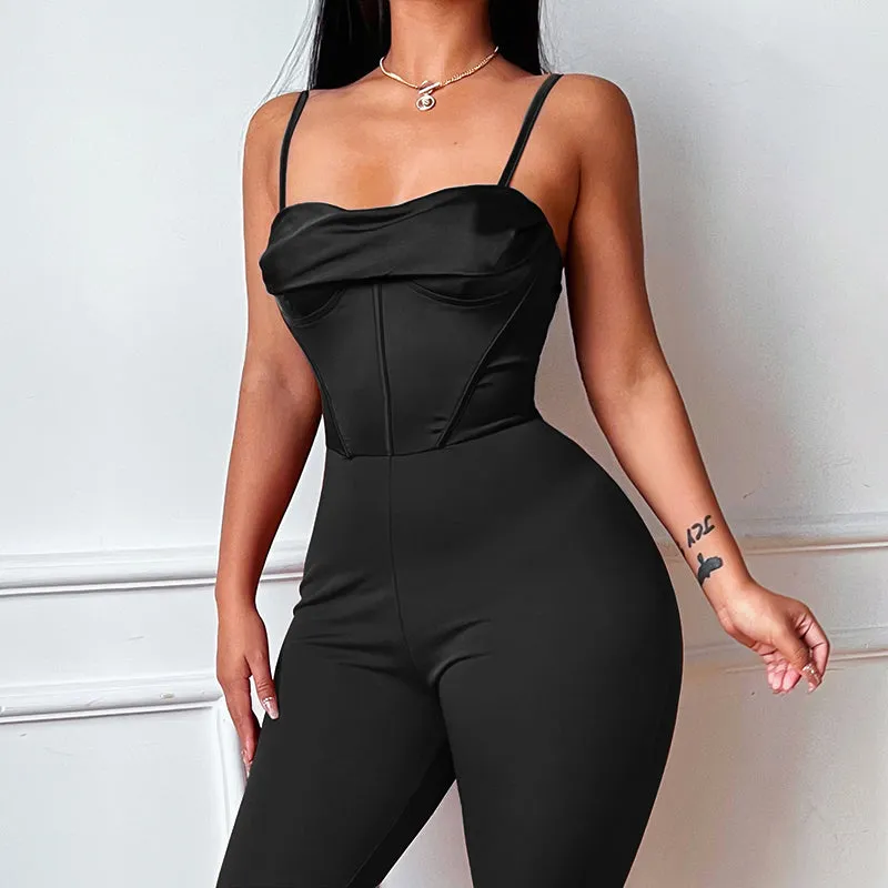 Solid color U-neck jumpsuits by MBluxy.