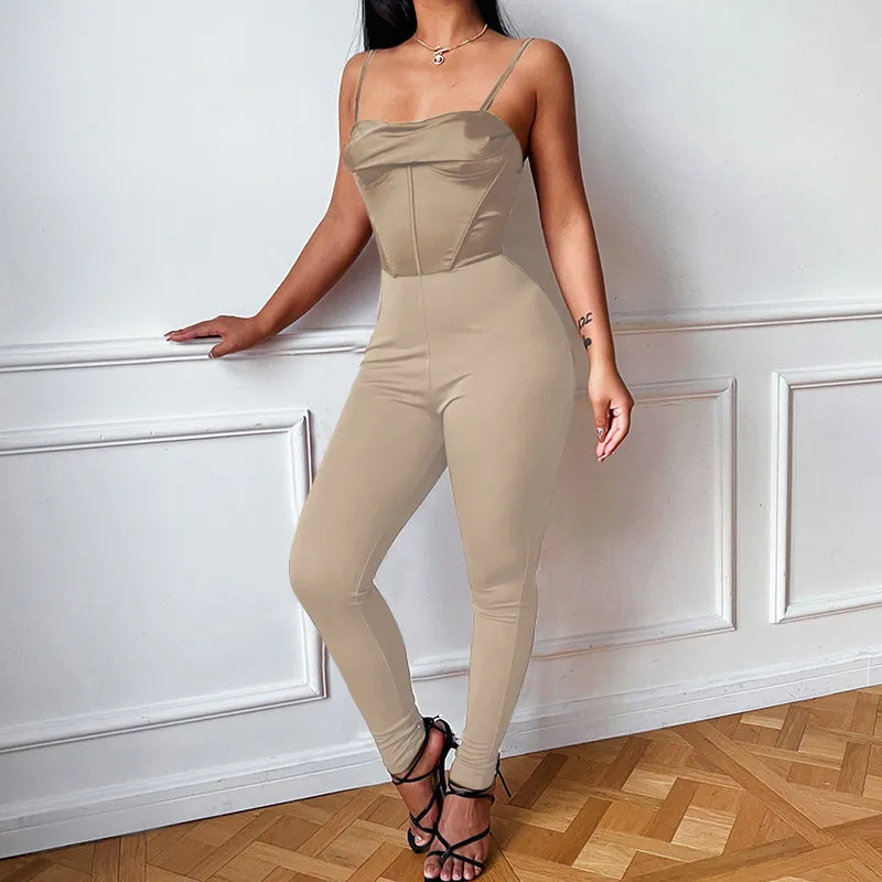 Solid color U-neck jumpsuits by MBluxy.