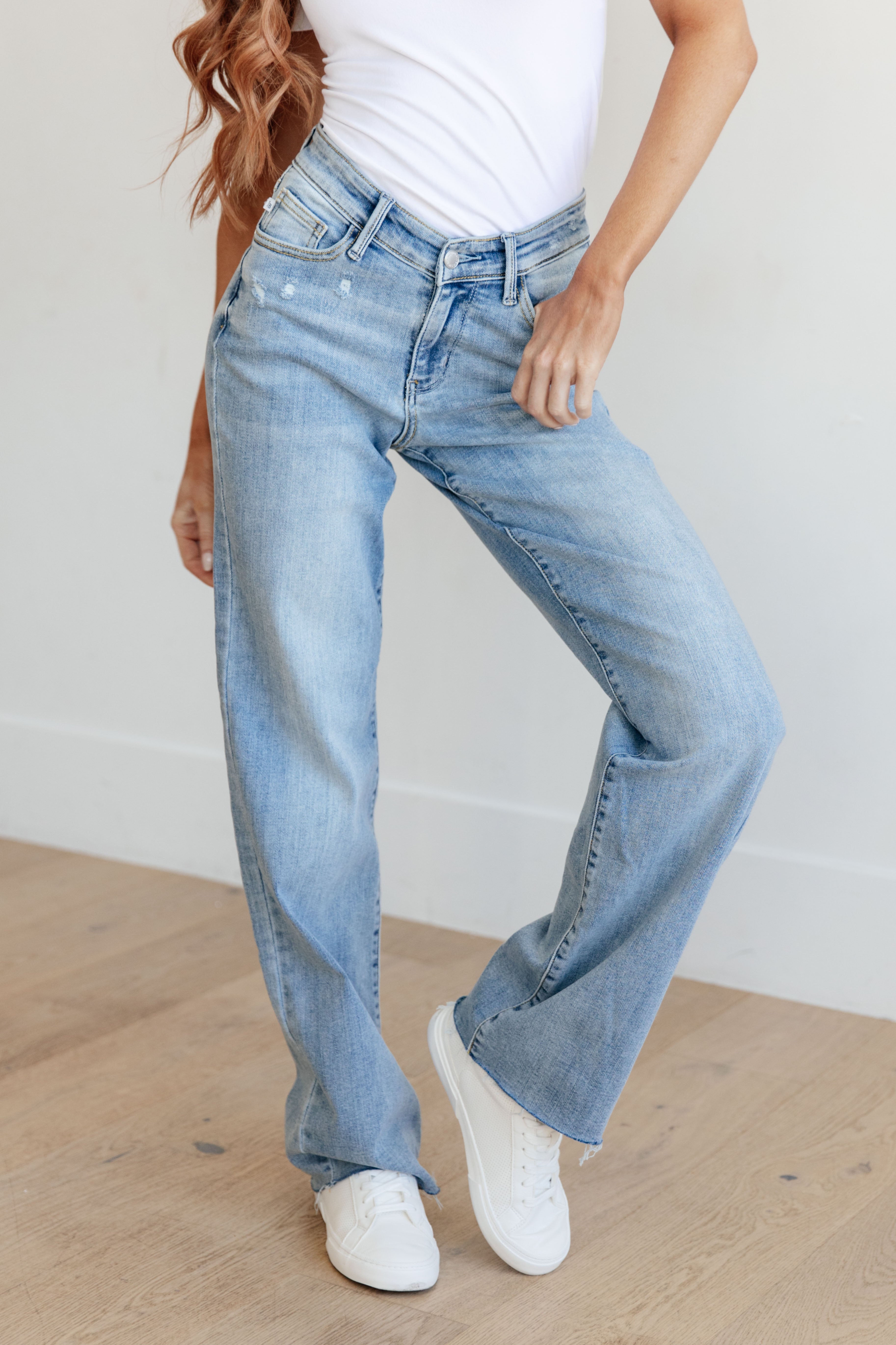 Mildred High Rise Straight Jeans with V Front Waistband