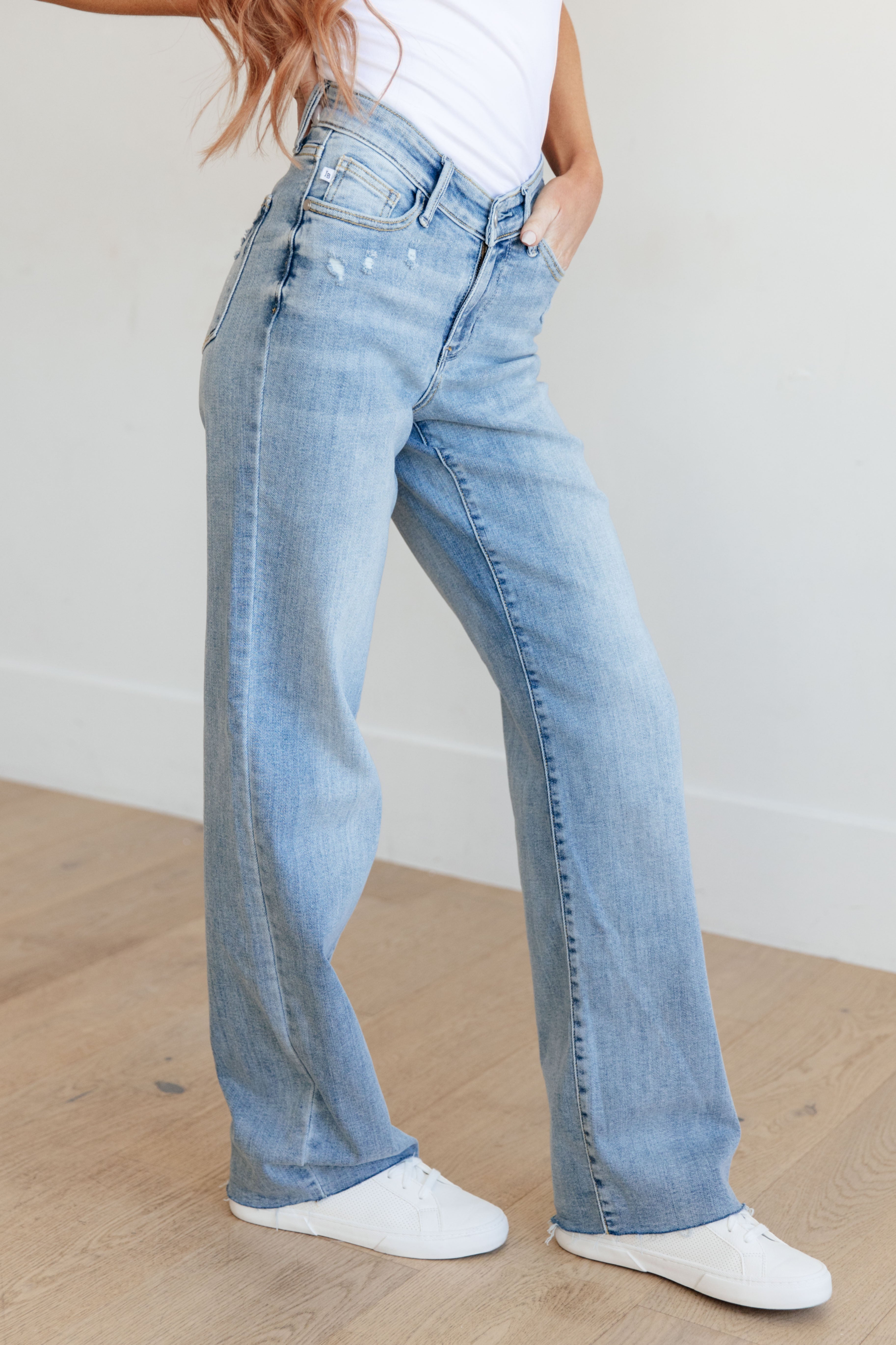 Mildred High Rise Straight Jeans with V Front Waistband