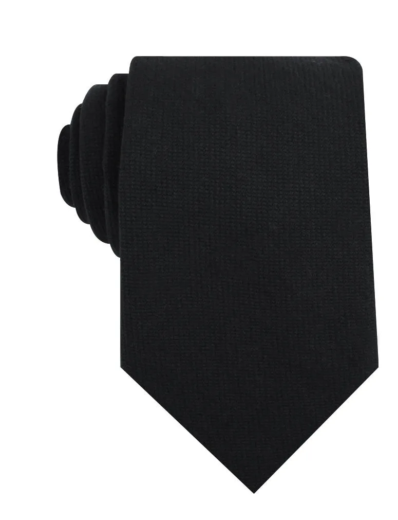 Black Linen Necktie - Montego