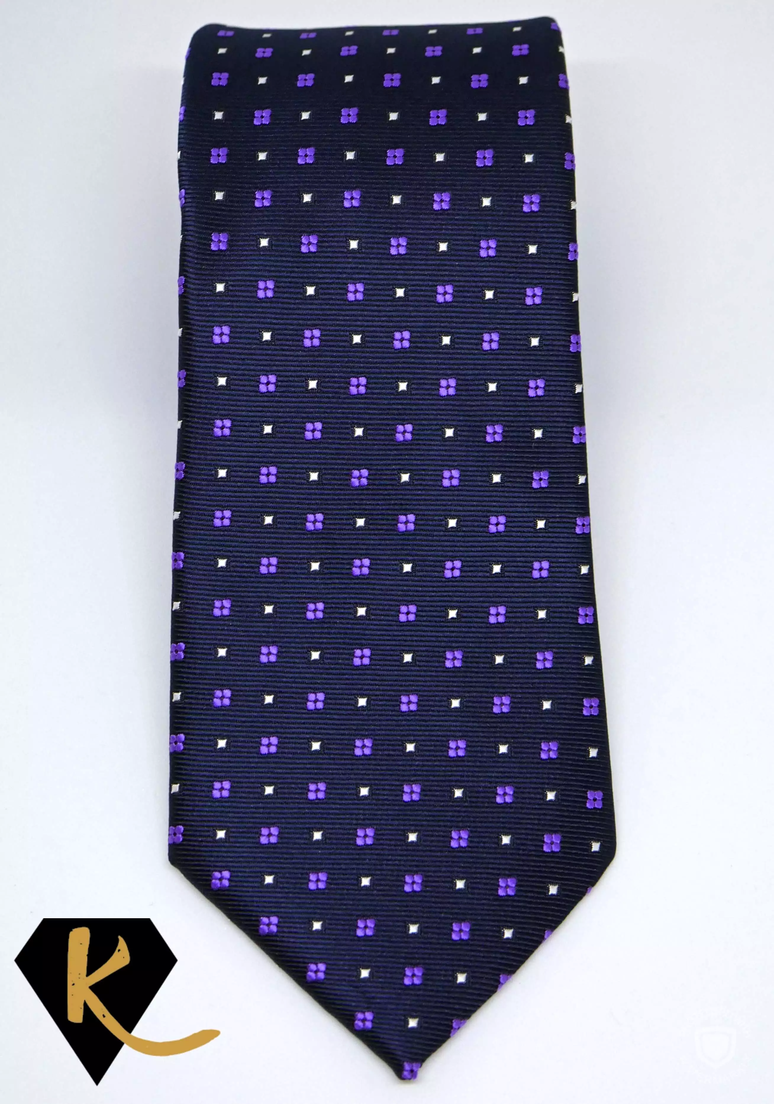 Navy and Purple Patterned Men's Necktie