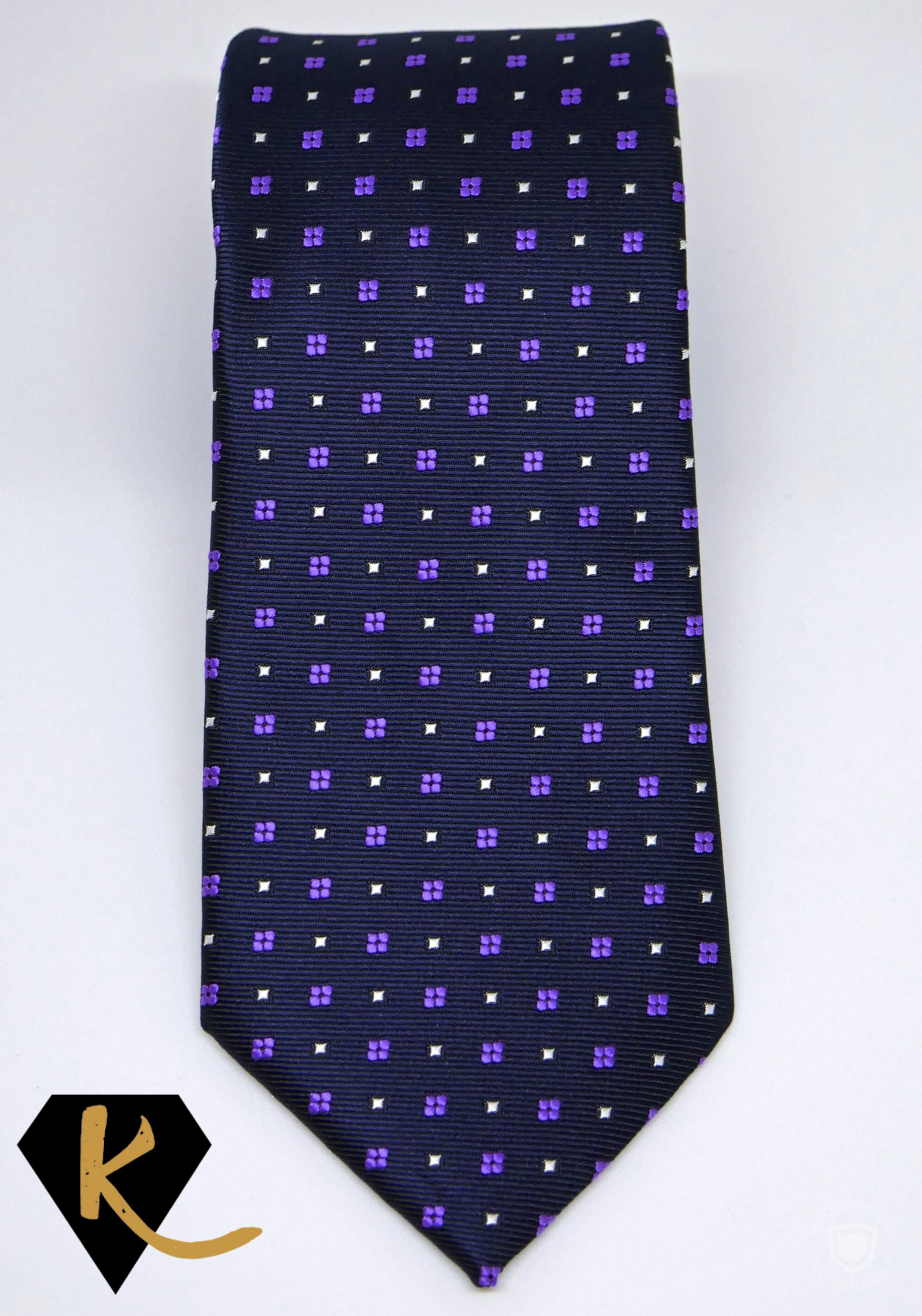 Navy and Purple Patterned Necktie for Men