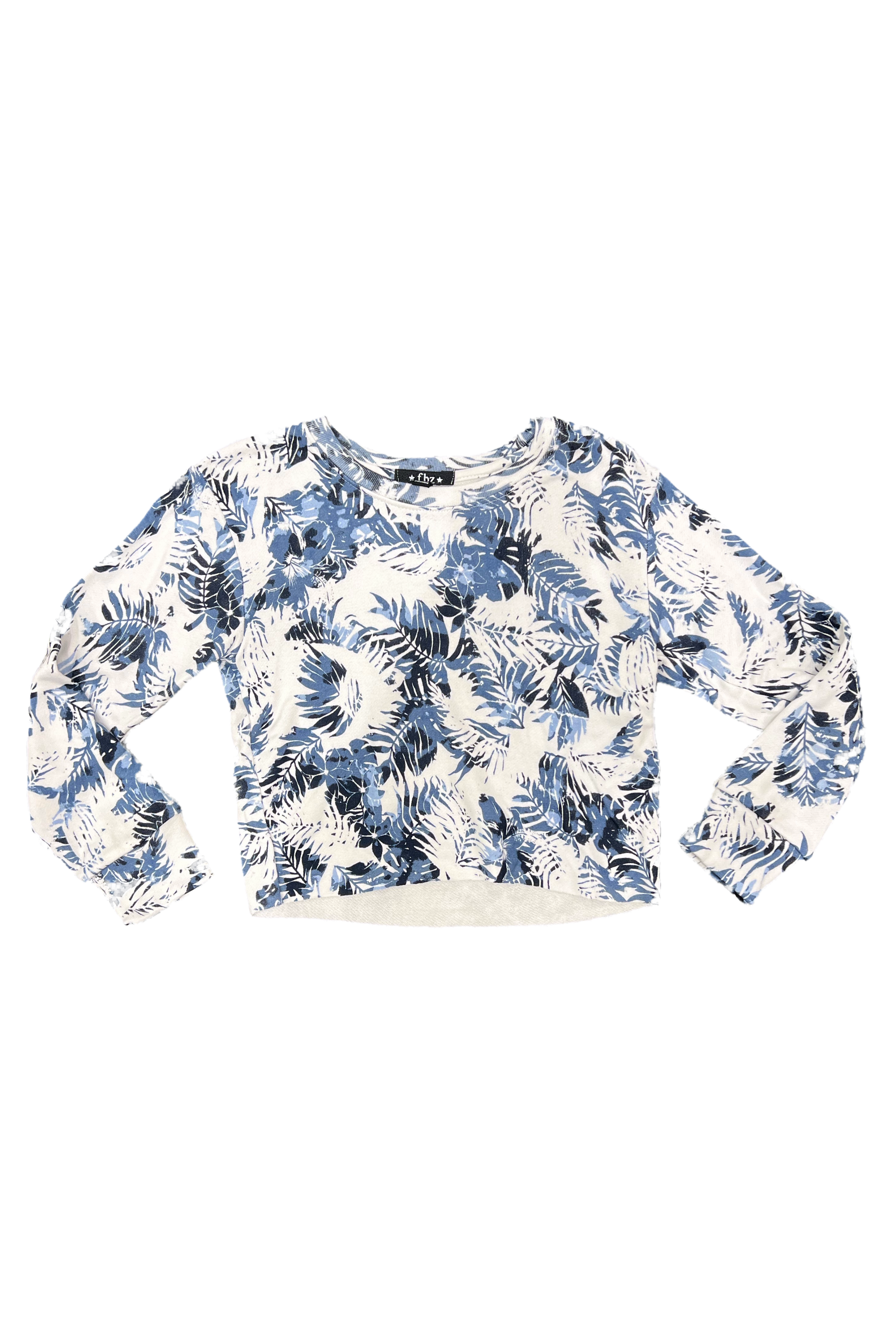 Navy blue palm print crewneck sweatshirt