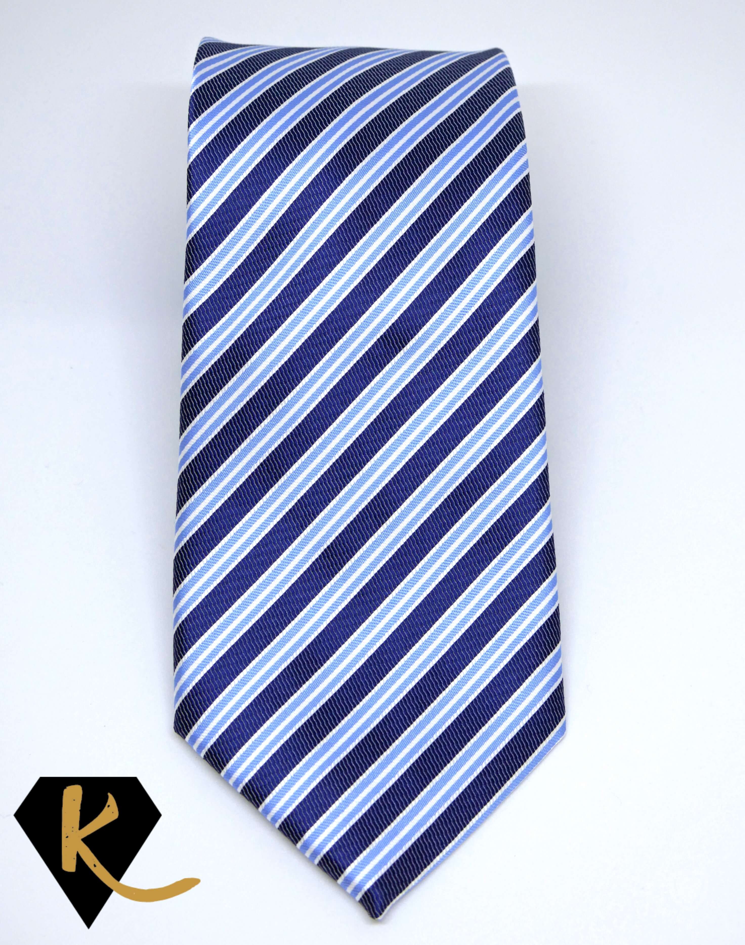 Navy Blue Striped Necktie for Men