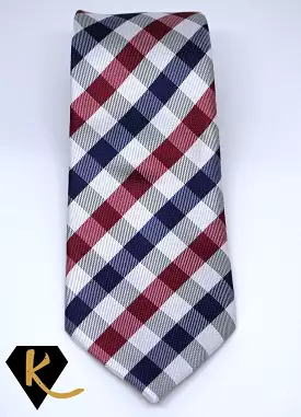 Navy Red and White Plaid Men's Necktie