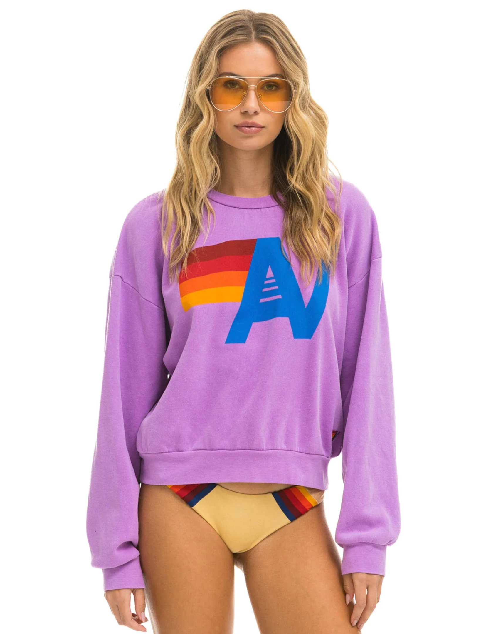 Neon Purple Logo Crew Sweatshirt - Relaxed Fit