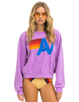 Neon Purple Logo Crew Sweatshirt - Relaxed Fit