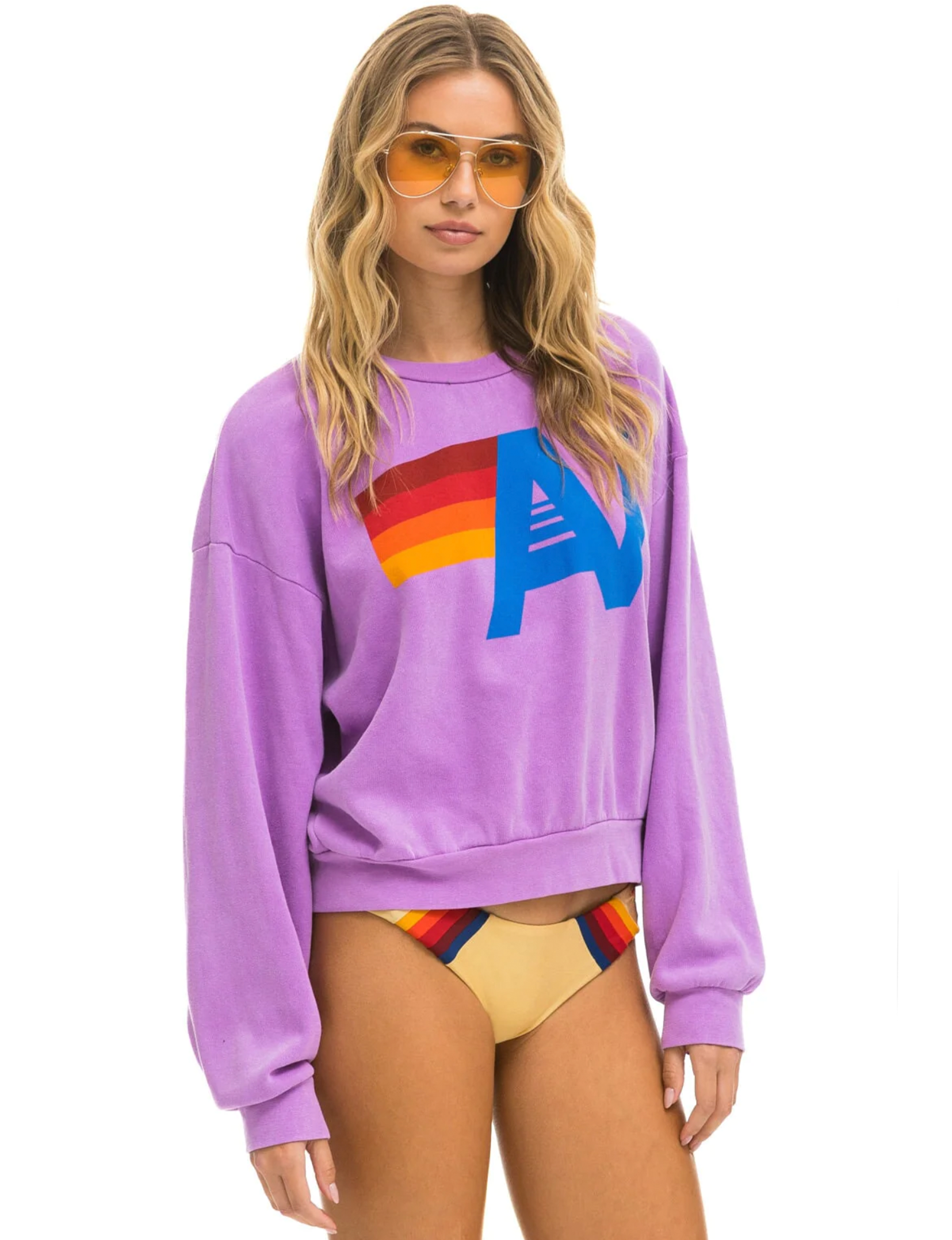 Neon Purple Logo Crew Sweatshirt - Relaxed Fit