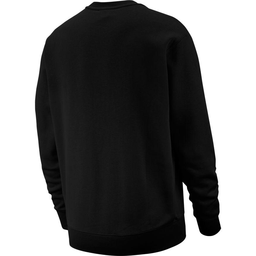 Nike black crew sweatshirt, sportswear club fleece, unisex.