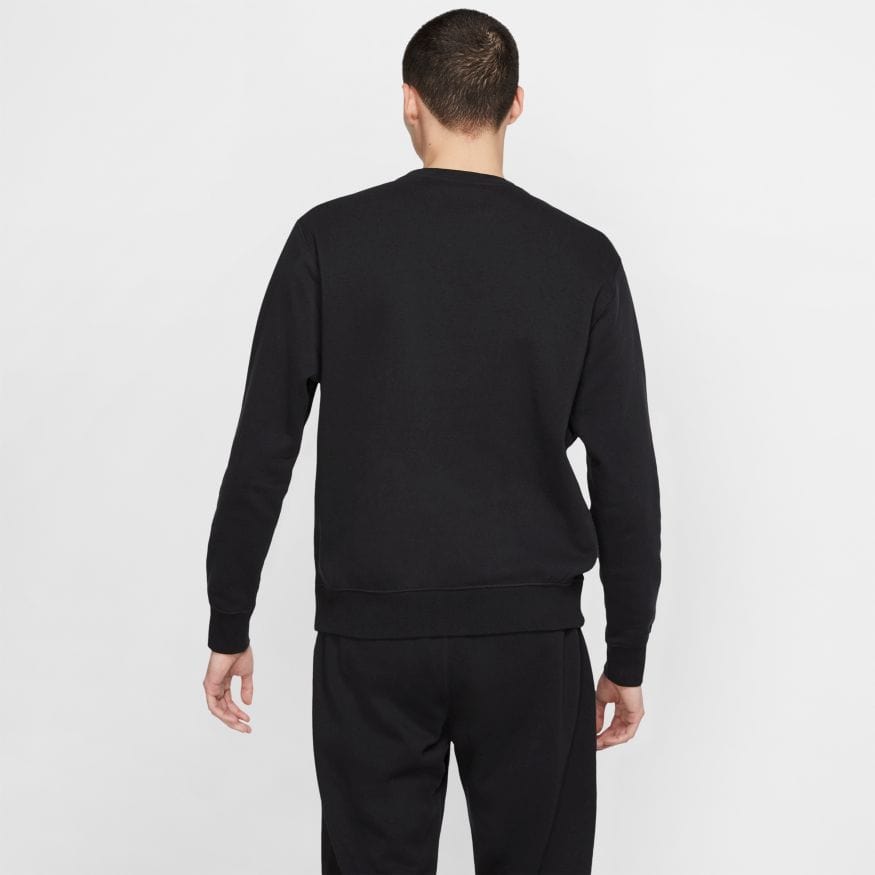 Nike black crew sweatshirt, sportswear club fleece, unisex.