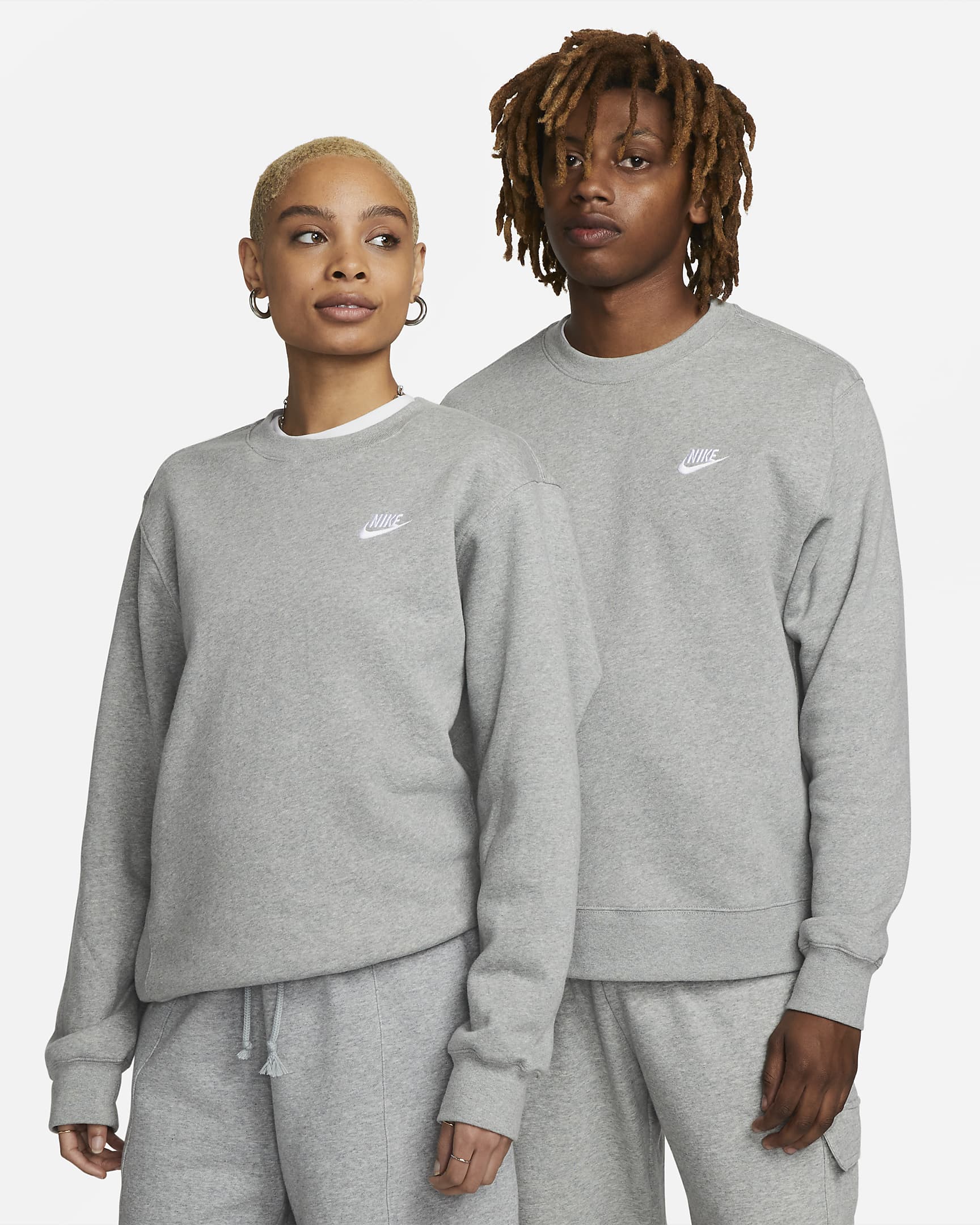 Nike sports sweatshirt, unisex fleece grey sportswear club crew.