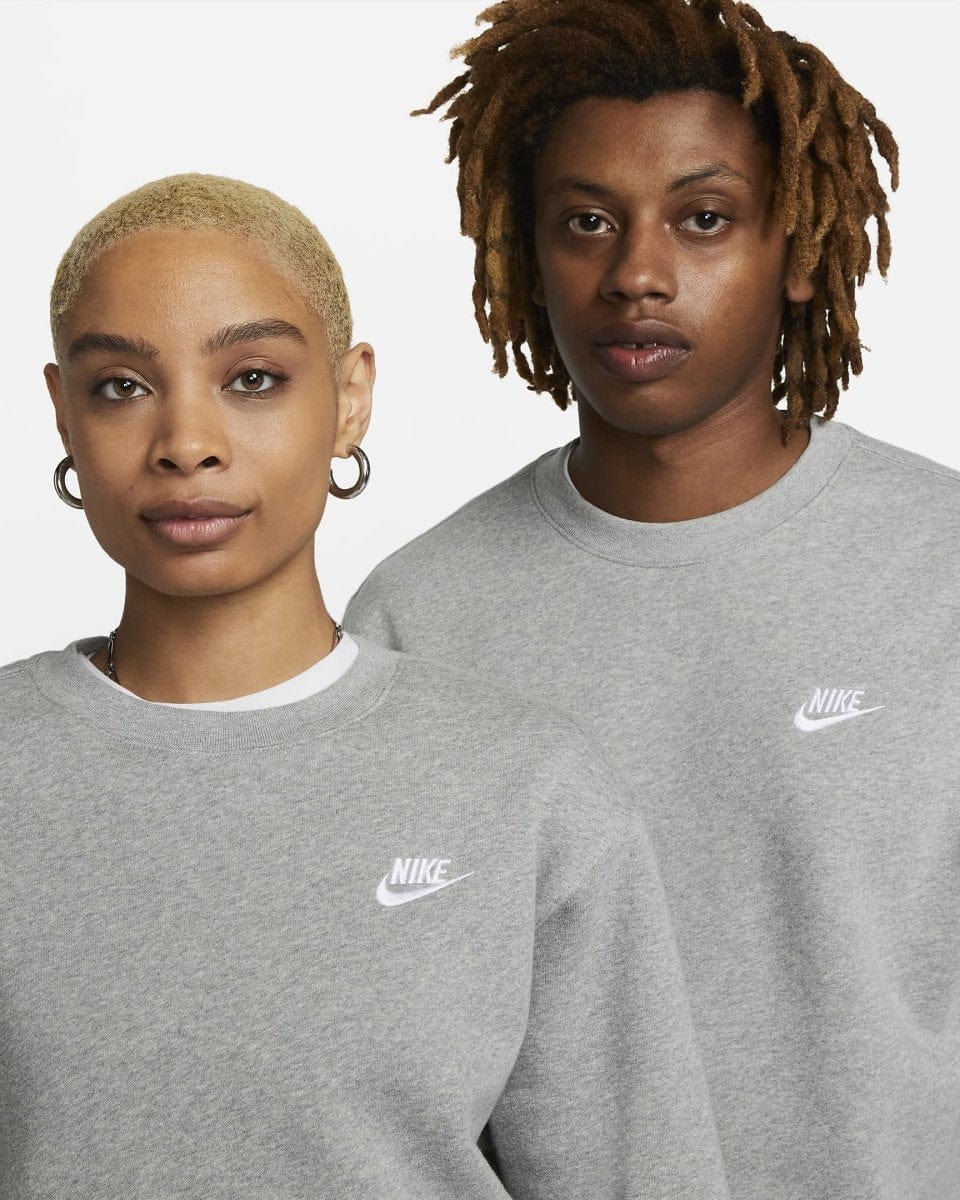 Nike sports sweatshirt, unisex fleece grey sportswear club crew.