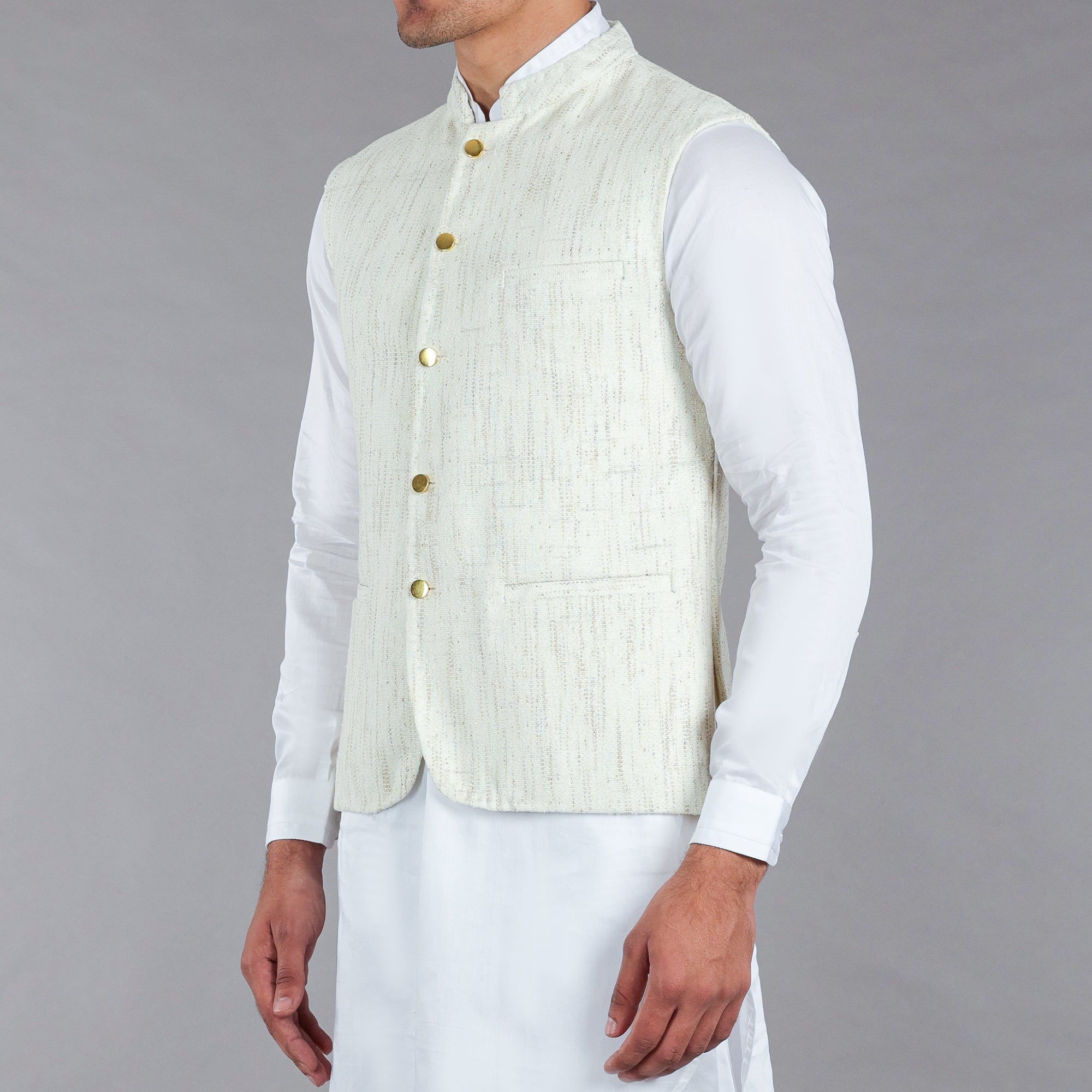 Off White Khaddar Waistcoat - Best Price and Quality - Shop Now!