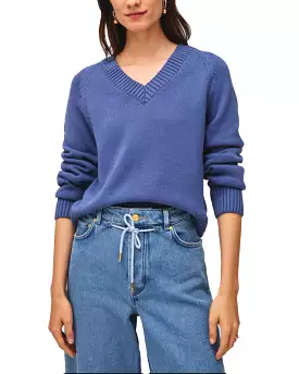 Organic Cotton Classic V-Neck Sweater Cool Blue