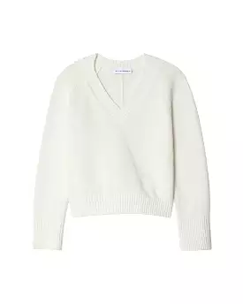 Organic Cotton V-Neck Sweater - White