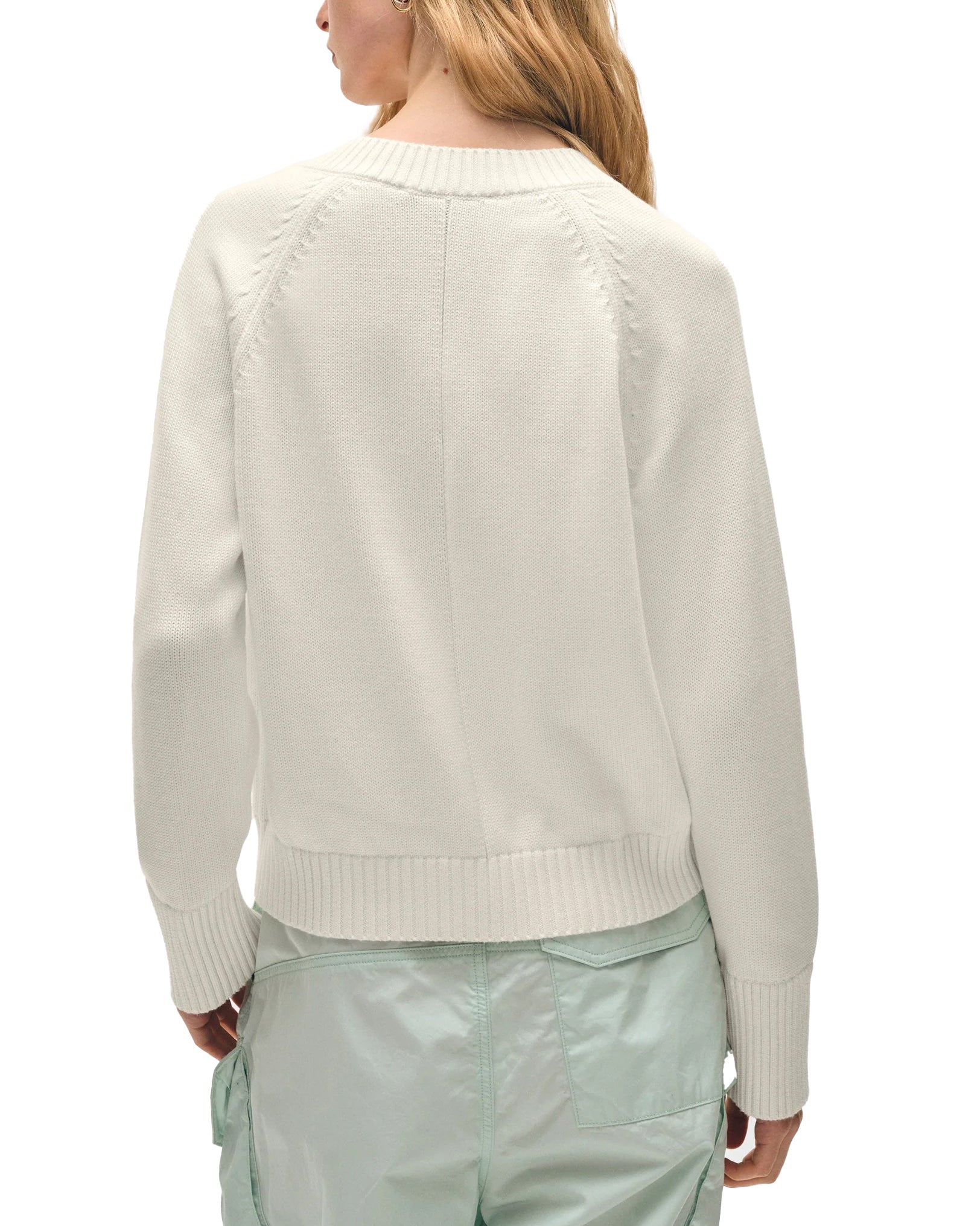 Organic Cotton V-Neck Sweater - White