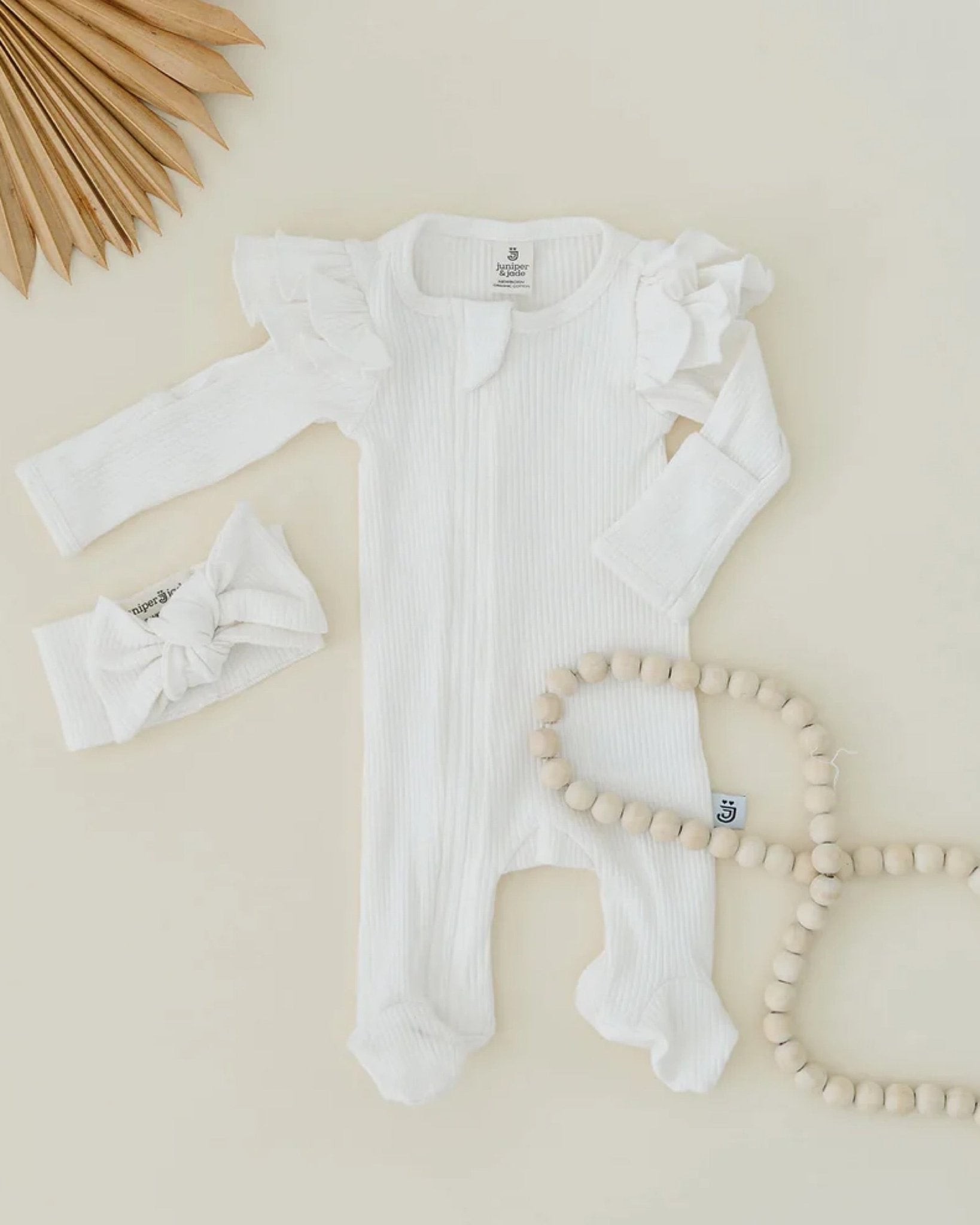 Organic One Piece Zipper Footie Set | Milk