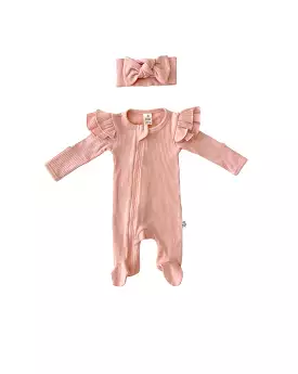 Organic Pink Zip Footie Set