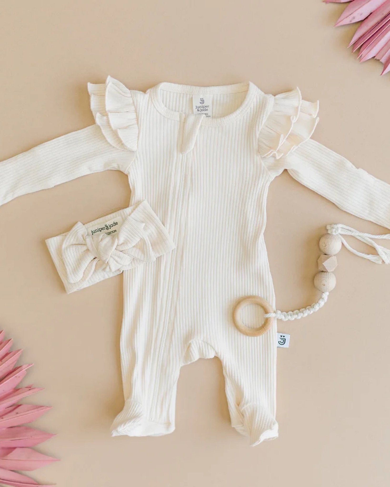 Organic Vanilla Zip Footie Set