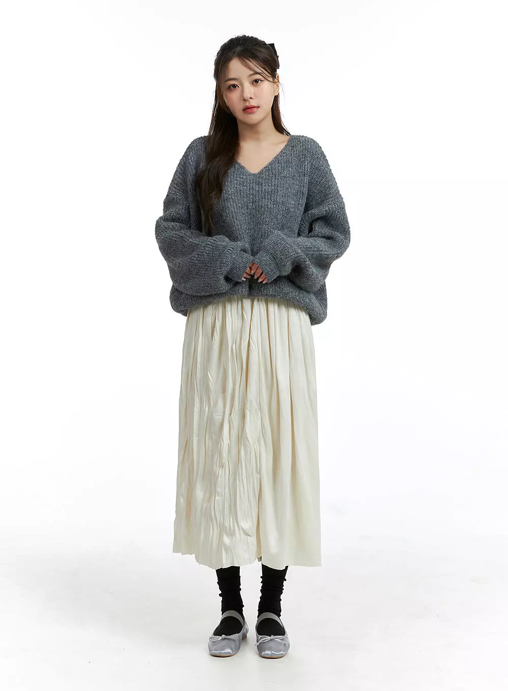 Oversized V-Neck Long Sleeve Sweater