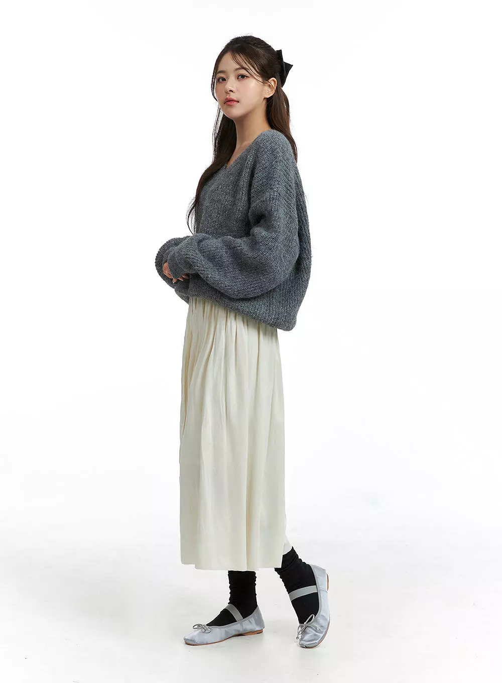 Oversized V-Neck Long Sleeve Sweater