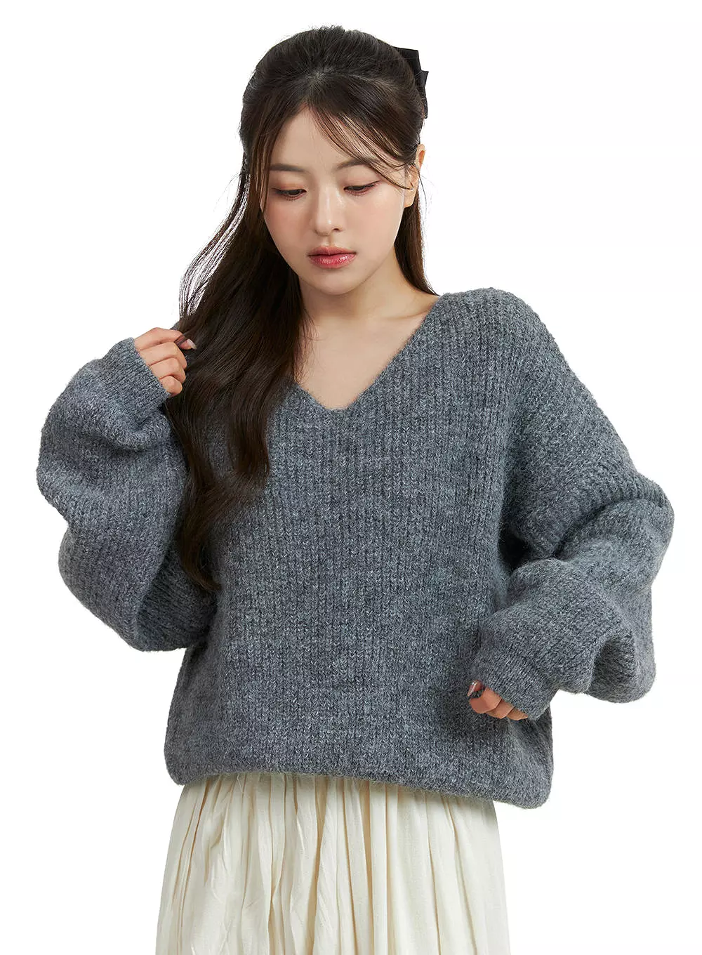 Oversized V-Neck Long Sleeve Sweater