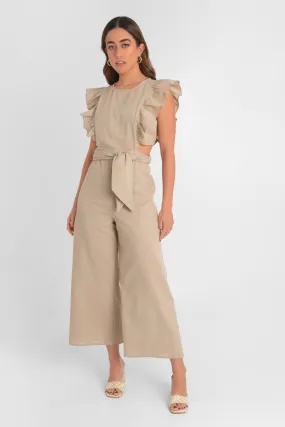 Ruffled Cut Out Waist Culotte Pants