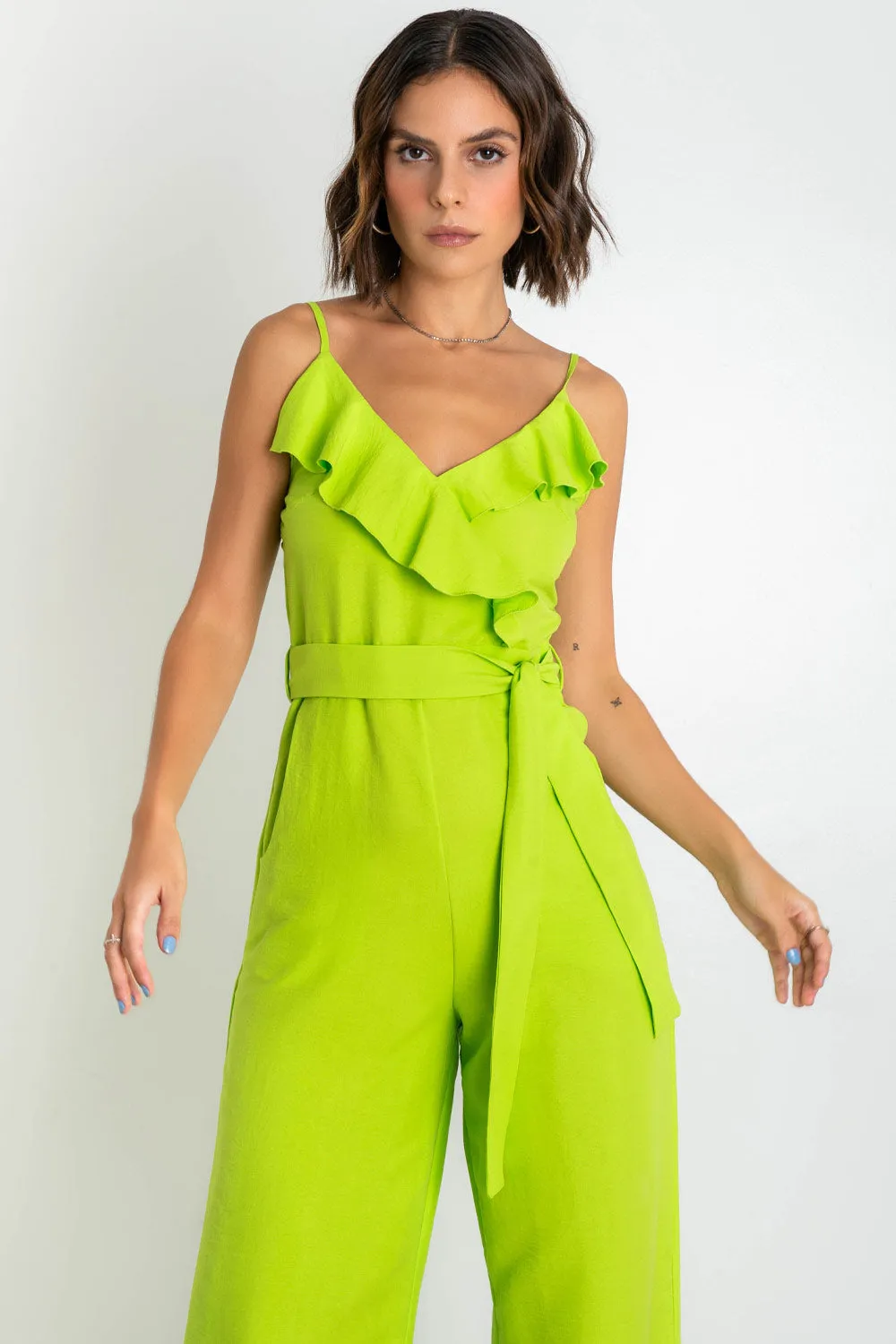 Palazzo Fit Culottes Ruffled Straps