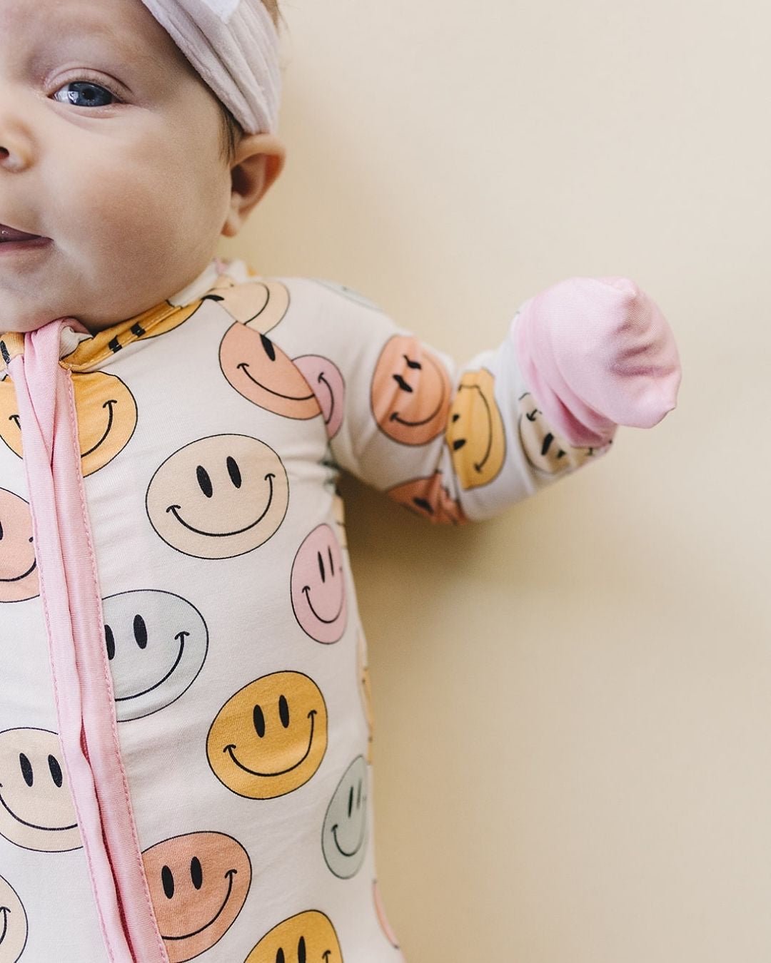 Pink Smiley Bamboo Zip Romper